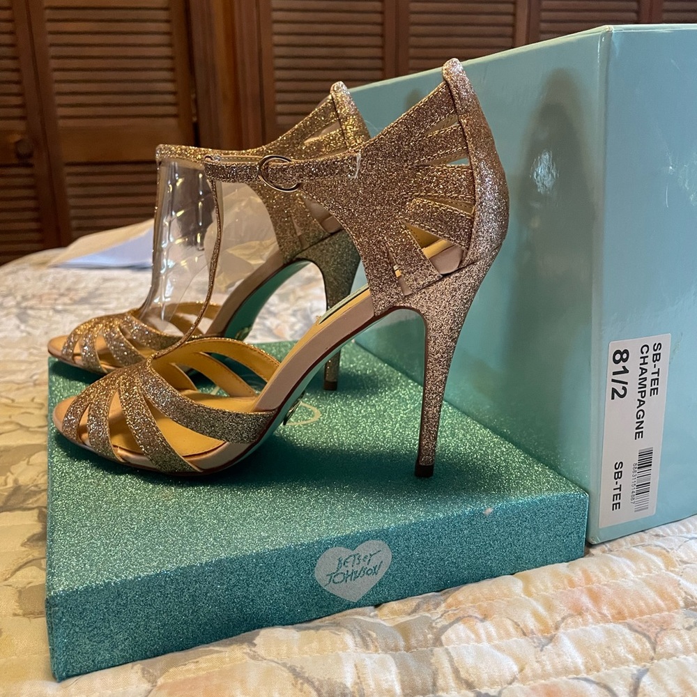 Betsy Johnson champagne sparkle shoes